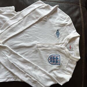 Umbro White Long Sleeve Shirt with Blue Emblem